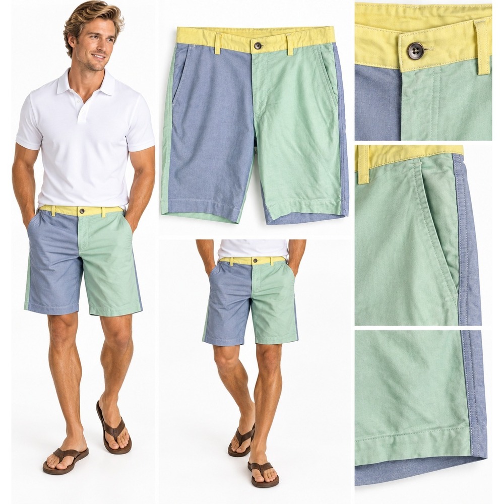 Free Planet 32 Colorblock Chino Shorts Pastel Preppy Coastal Resort Summer